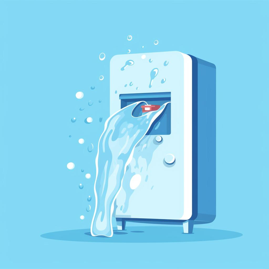 Water running from a refrigerator dispenser